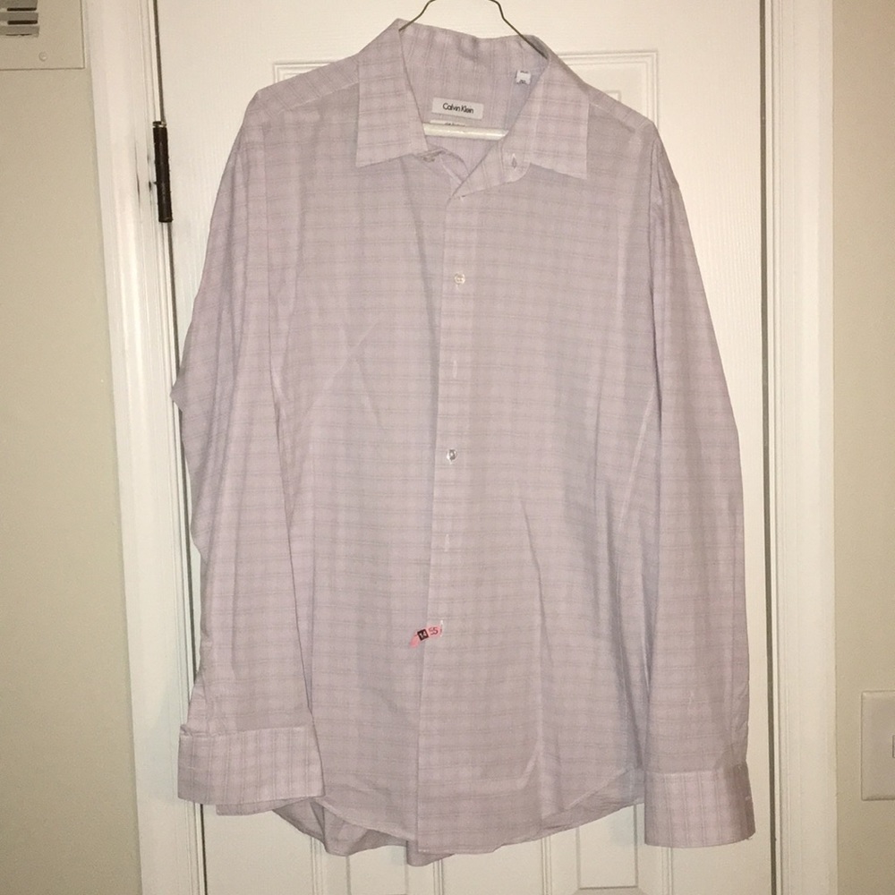 Pale purple plaid men’s dress shirt
